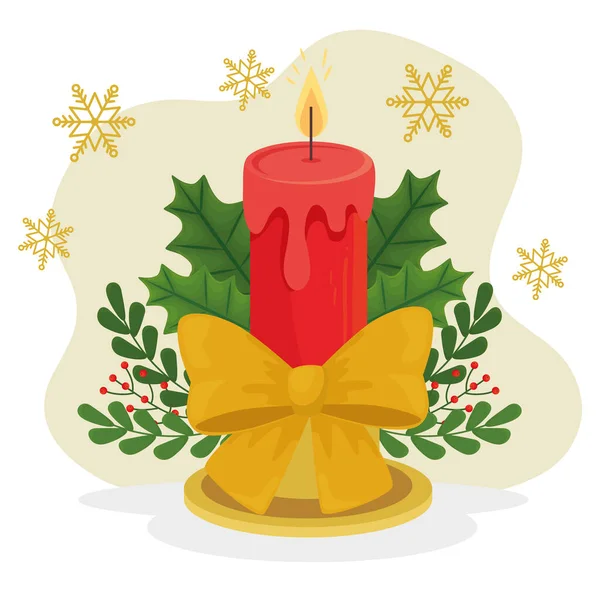 Merry christmas candle with bowtie vector design — Stock Vector