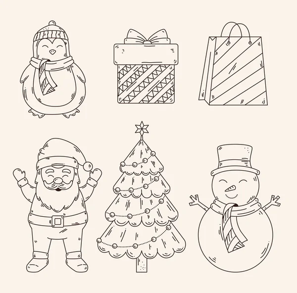 Merry christmas icon set vector design — Stock Vector