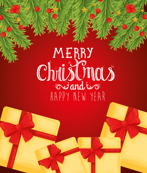 merry christmas happy new year gifts vector design
