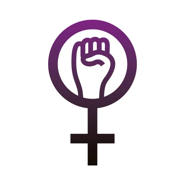 Symbole de genre féminin avec poing main dégradé icône de style — Image vectorielle