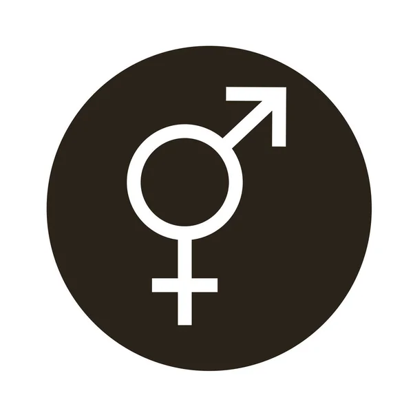 Hermafrodita símbolo de gênero do ícone de estilo bloco de orientação sexual —  Vetores de Stock
