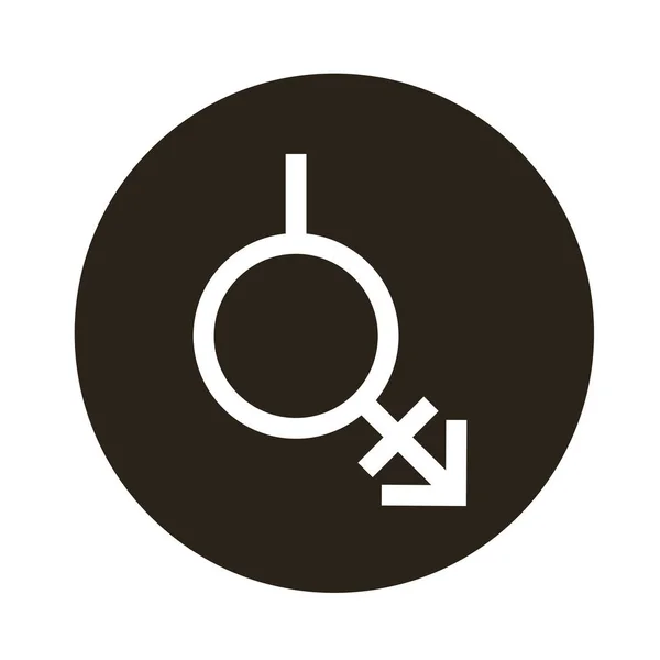 Androgyne nemi szimbólum szexuális irányultság blokk stílus ikon — Stock Vector