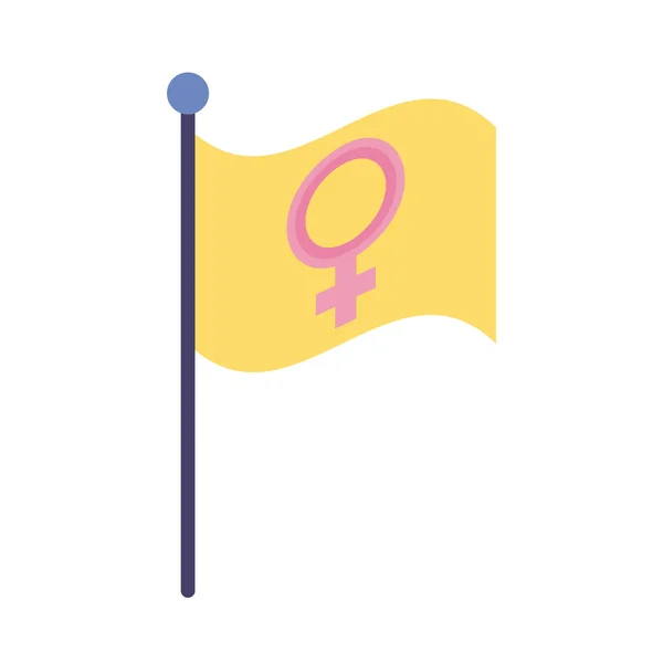 Símbolo de gênero feminino no ícone de estilo plano de bandeira — Vetor de Stock