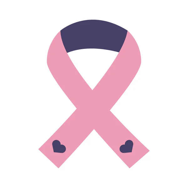 Campagne de ruban avec des cœurs féminisme style plat icône — Image vectorielle