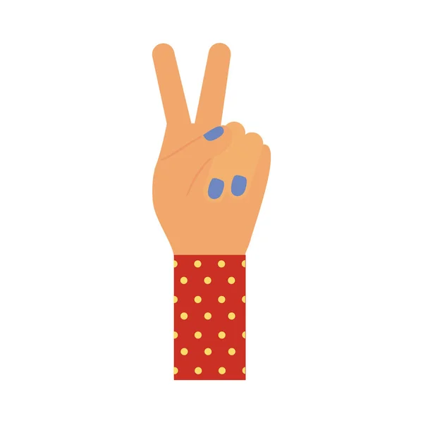 Händer med fred och kärlek symbol platt stil ikon — Stock vektor