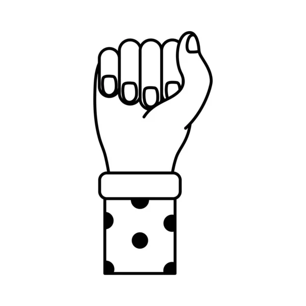 Pięść dłoni z punktami w rękawie feminizm linia styl ikona — Wektor stockowy