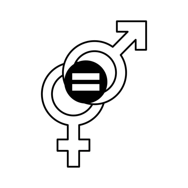 Symboles de genre masculin et féminin avec icône de style de ligne égale — Image vectorielle