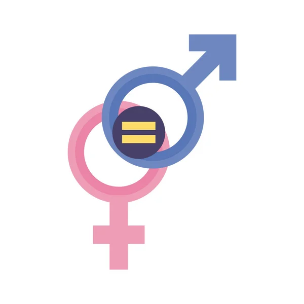 Mannelijk en vrouwelijk geslacht symbolen met gelijke platte stijl pictogram — Stockvector