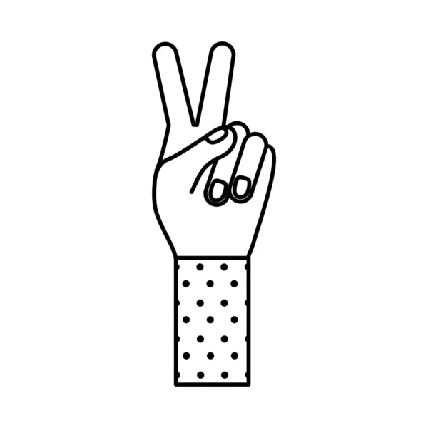 Manos con la paz y el amor símbolo línea estilo icono — Vector de stock