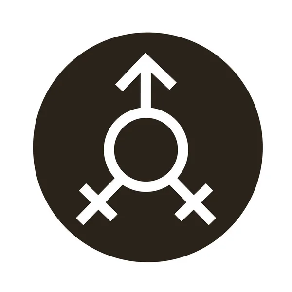 Femme bisexuelle symbole de genre de l'orientation sexuelle icône de style bloc — Image vectorielle