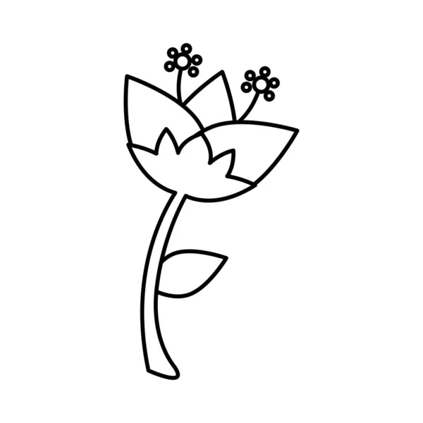 Flor y hojas icono de estilo de línea — Vector de stock