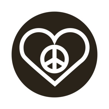 Kalp bloğu biçim simgesinde barış sembolü