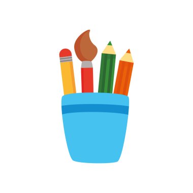 Kalem tutacaklarındaki kalemlerin renkleri okul malzemeleri düz stil simgesi