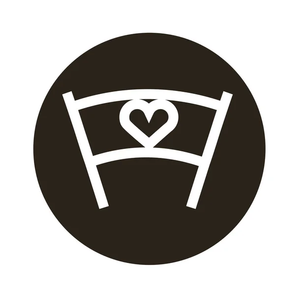 Banner med hjärta kärlek block stil ikon — Stock vektor