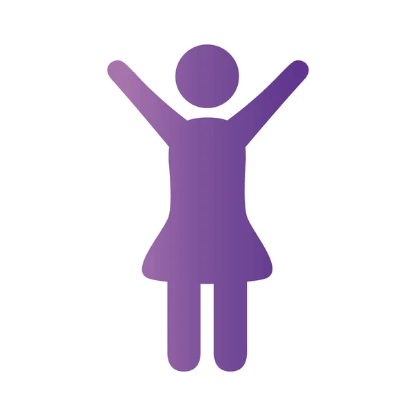 Kadın avatar figürü elleri dejenere edilmiş biçim simgesi ile — Stok Vektör
