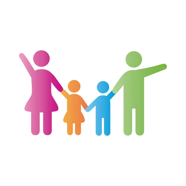 Eltern Paar und Kinder Figuren degradierenden Stil-Ikone — Stockvektor