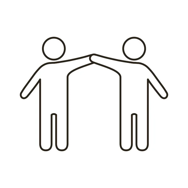 Grupo de figuras de pareja masculina línea icono de estilo — Vector de stock