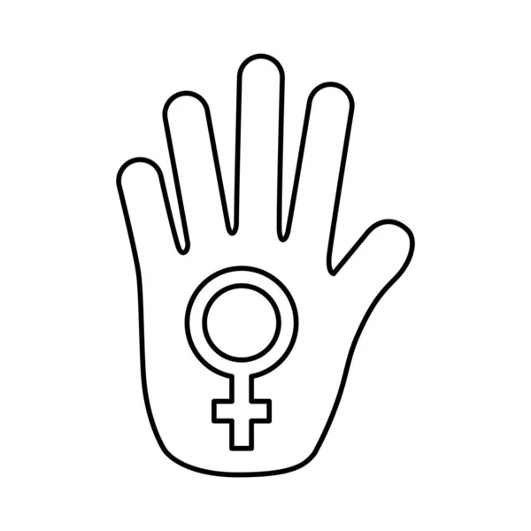 Symbole de genre féminin dans la main stop ligne style icône — Image vectorielle