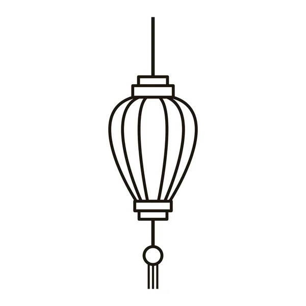 Chinees papier lamp opknoping lijn stijl pictogram — Stockvector