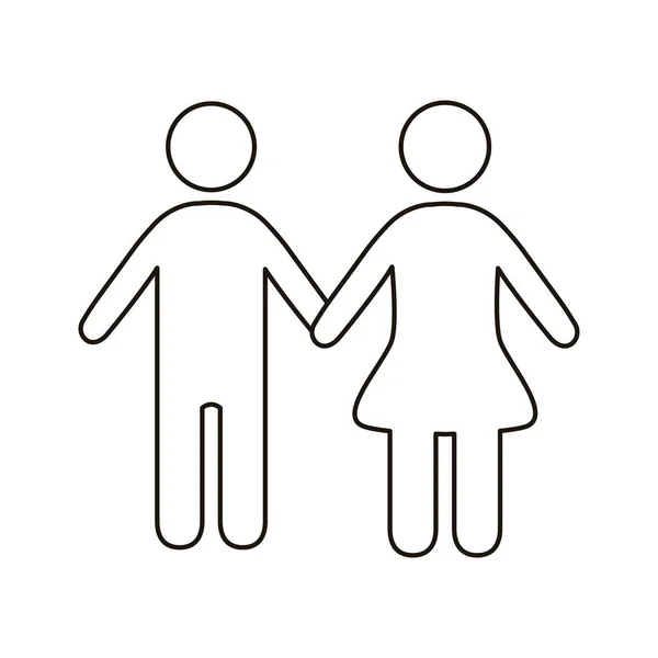 Couple figures line style icon — Stock Vector