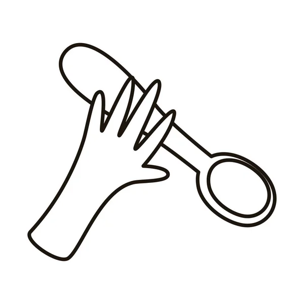 Ręka z ikoną sztućców łyżki — Wektor stockowy