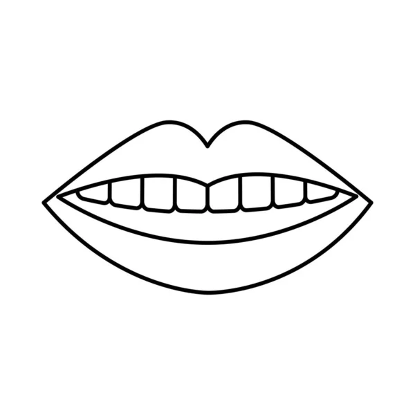 Mujer boca y labios línea estilo — Vector de stock
