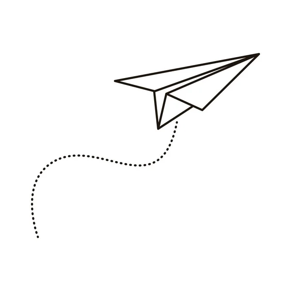 Avión de papel volando icono de estilo plano — Vector de stock