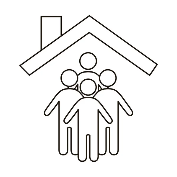 Group of male community figures in house line style icon — Stock Vector