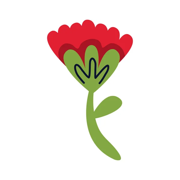 Vacker ros blomma trädgård och blad platt stil ikon — Stock vektor