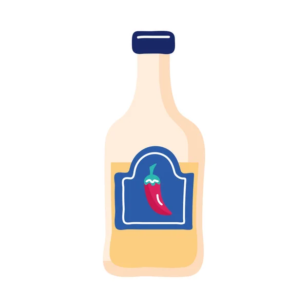 Botella de tequila icono de estilo plano mexicano — Vector de stock