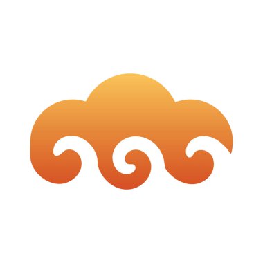 Altın Çin bulut gökyüzü izole ikonu