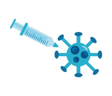 covid19 parçacık ve şırınga düz stil simgesi