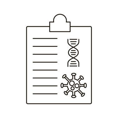 Tıbbi düzen çizgisi biçiminde covid19 parçacık ve DNA molekülü