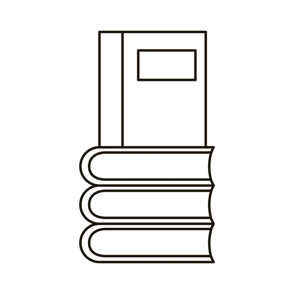Pila libros de texto línea estilo icono — Vector de stock