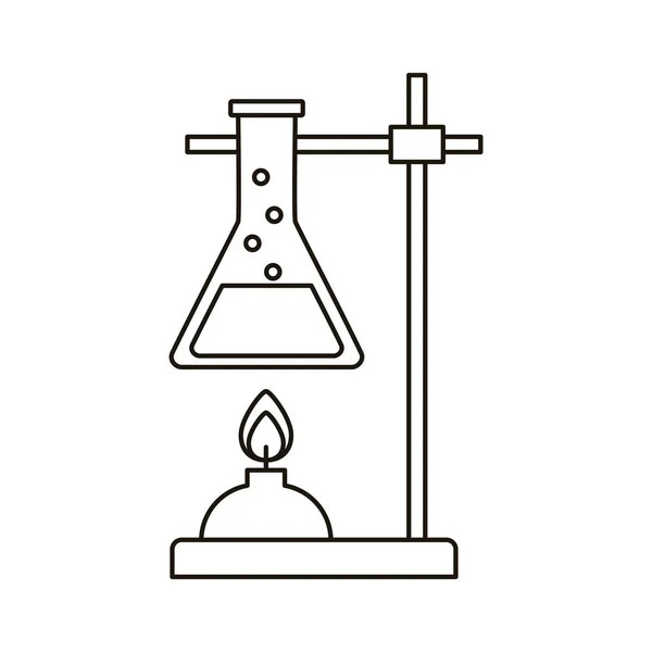 Frasco de teste de tubo médico no ícone de estilo de linha de laboratório queimador — Vetor de Stock