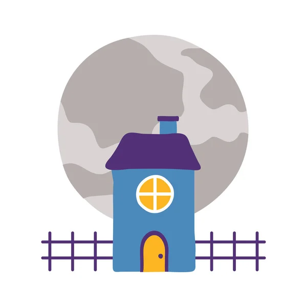 Casa oscura de Halloween con icono de estilo plano de la luna — Archivo Imágenes Vectoriales