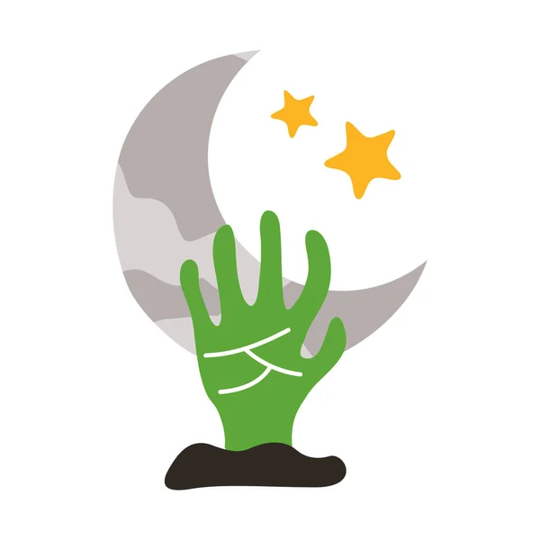 Death hand out dengan bulan sabit flat style icon - Stok Vektor