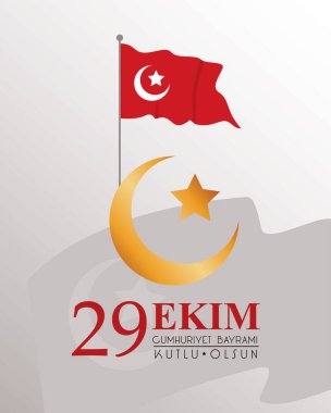ekim bayrami kutlaması Direkte hindi bayrağı ve altın yıldızla