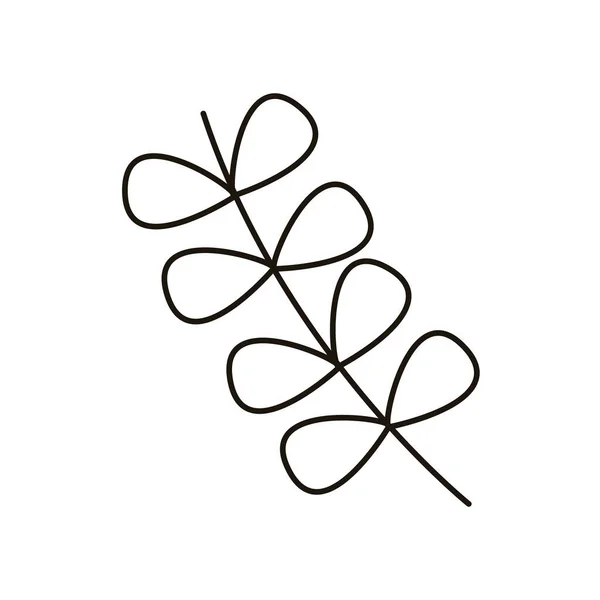 Zweig mit Blättern Linie Stil-Symbol — Stockvektor