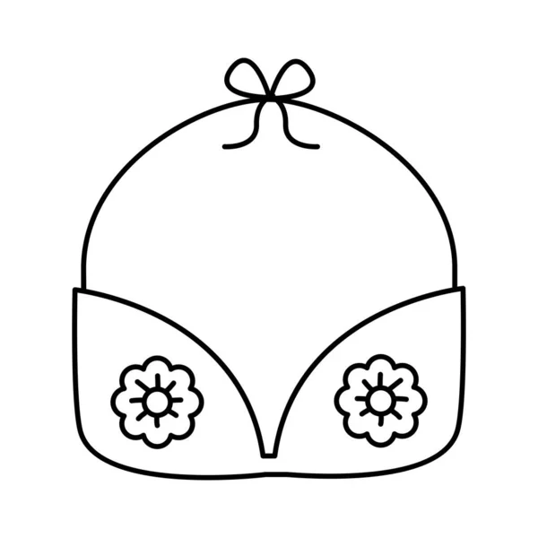 花を持つ女性のブラジャーフェミニズムラインスタイルのアイコン — ストックベクタ