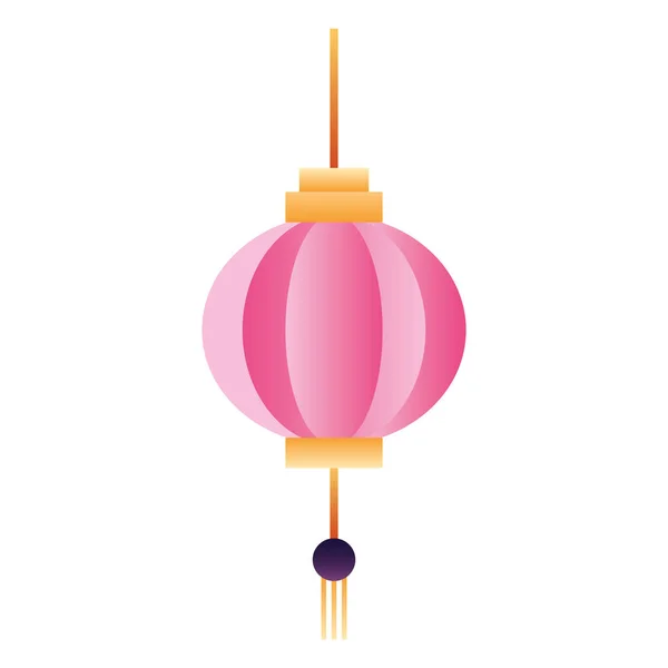 Rosa kinesisk papperslampa hängande ikon — Stock vektor