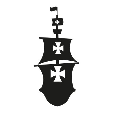 Christopher Columbus siyah gemi vektör tasarımı