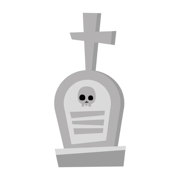 Tumba de Halloween con diseño de cráneo y vector cruzado — Vector de stock