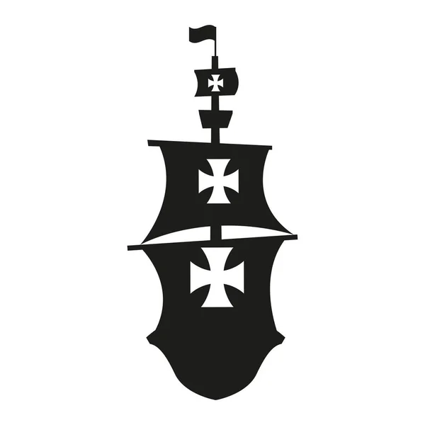 Kryštof Kolumbus černá loď vektor design — Stockový vektor