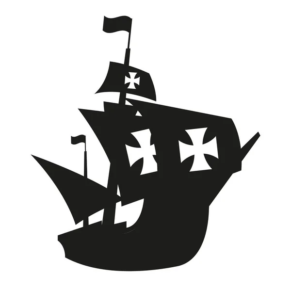 Christophe Colomb navire noir vecteur design — Image vectorielle