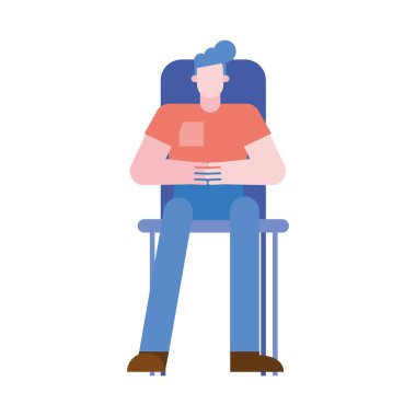 Sandalye vektör tasarımındaki adam karikatürü