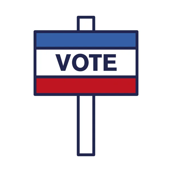 Linha de bandeira de voto e design de vetor ícone de estilo de preenchimento —  Vetores de Stock