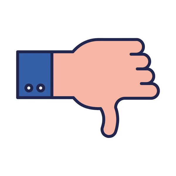 Dislike hand line and fill style icon vector design — Stock Vector