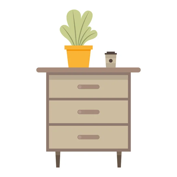 家用植物和咖啡杯-家具病媒设计 — 图库矢量图片