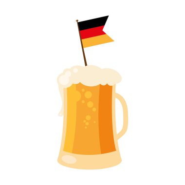 Ekim Festivali bira bardağı ve bayrak vektör tasarımı